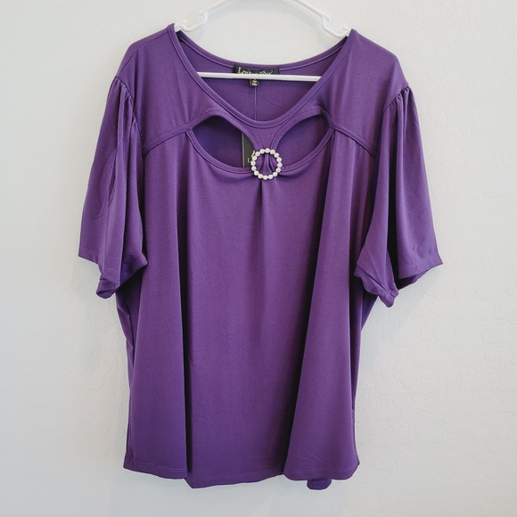 NWT Louise Paris Imperial Purple Blouse Top Women's Size 3X - Picture 1 of 8